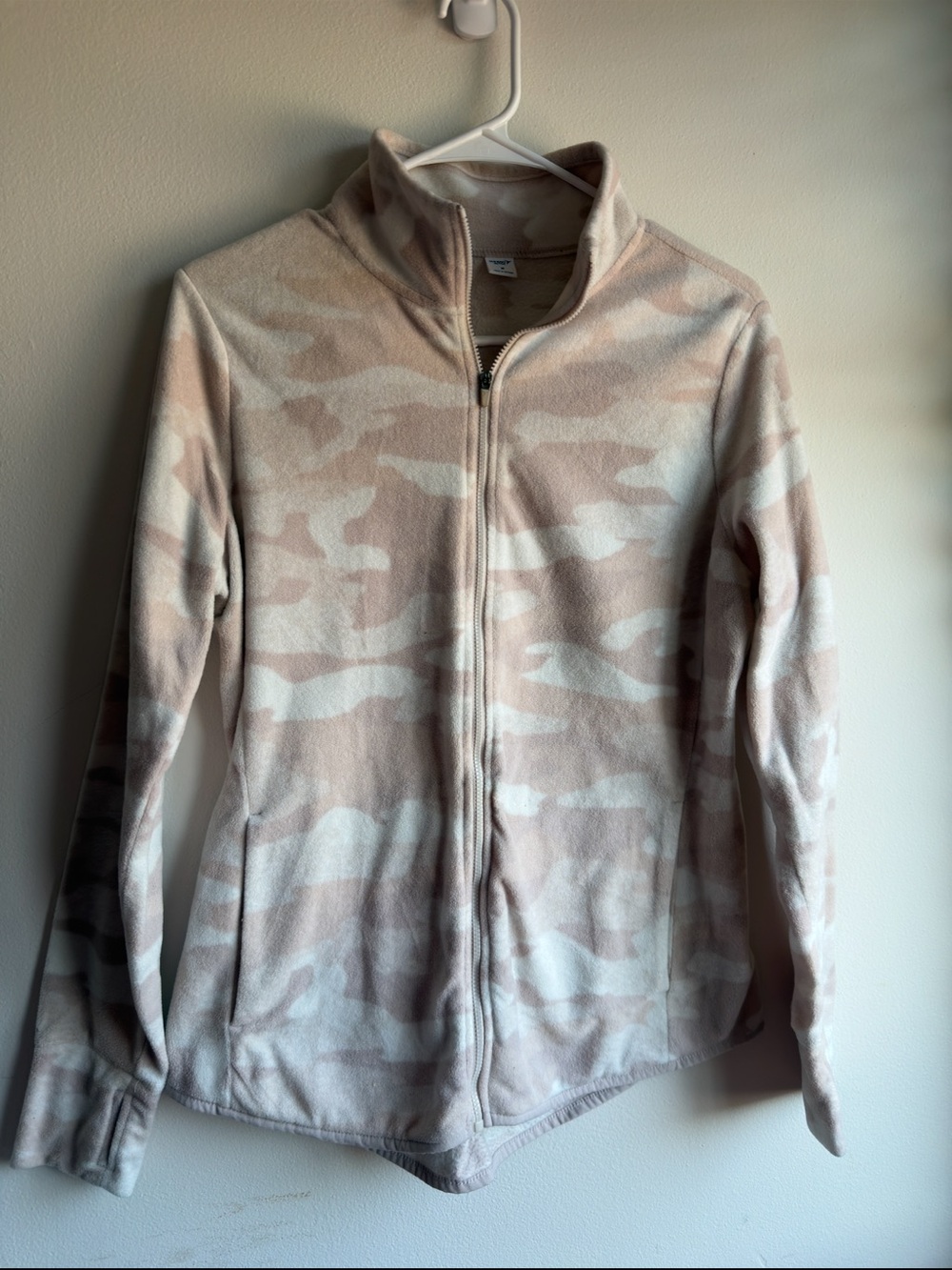 Old Navy Active Beige Camo Fleece Full Zip Jacket Medium